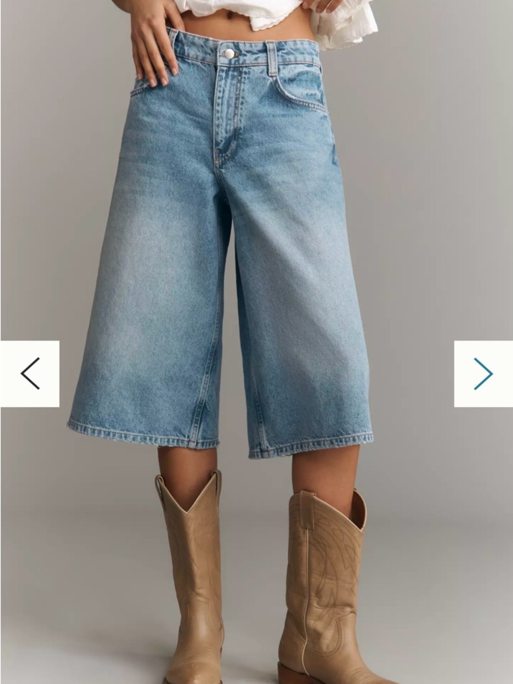 Anthropologie Light Blue Wide-Leg Denim Culottes - Picture 3 of 6
